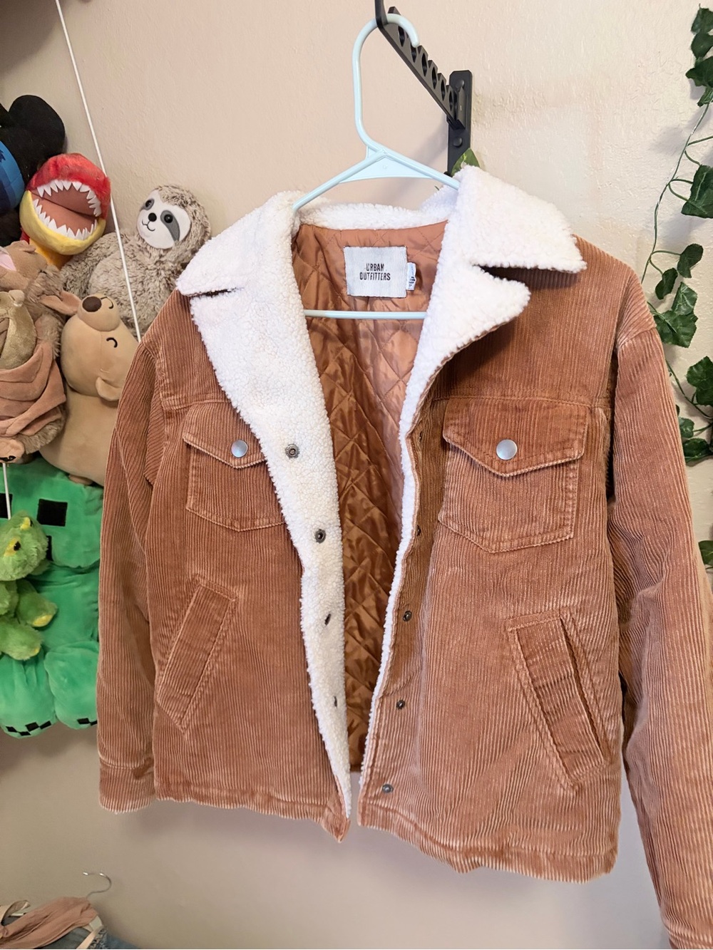 Urban Outfitters Tan Corduroy Sherpa-Trim Jacket